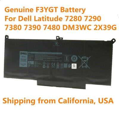 Genuine F3YGT Battery Fr Latitude 12 13 14 E7280 E7480 7480 7490 7380 7390 DM3WC