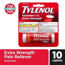 Tylenol Extra Strength 500mg Acetaminophen Caplets, Pain & Fever Relief, 10 ct