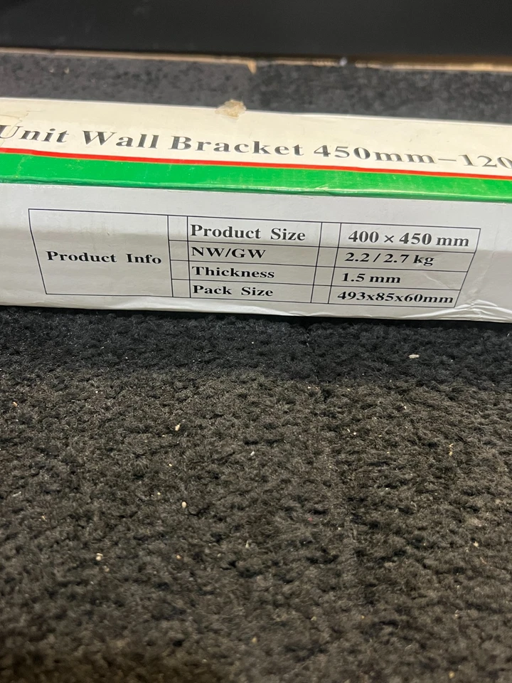 (QTY 2) Unit Wall Bracket 400mmx450mmx1.5mm Thickness, 120kg Maximum Weight Load - Image 3 of 4