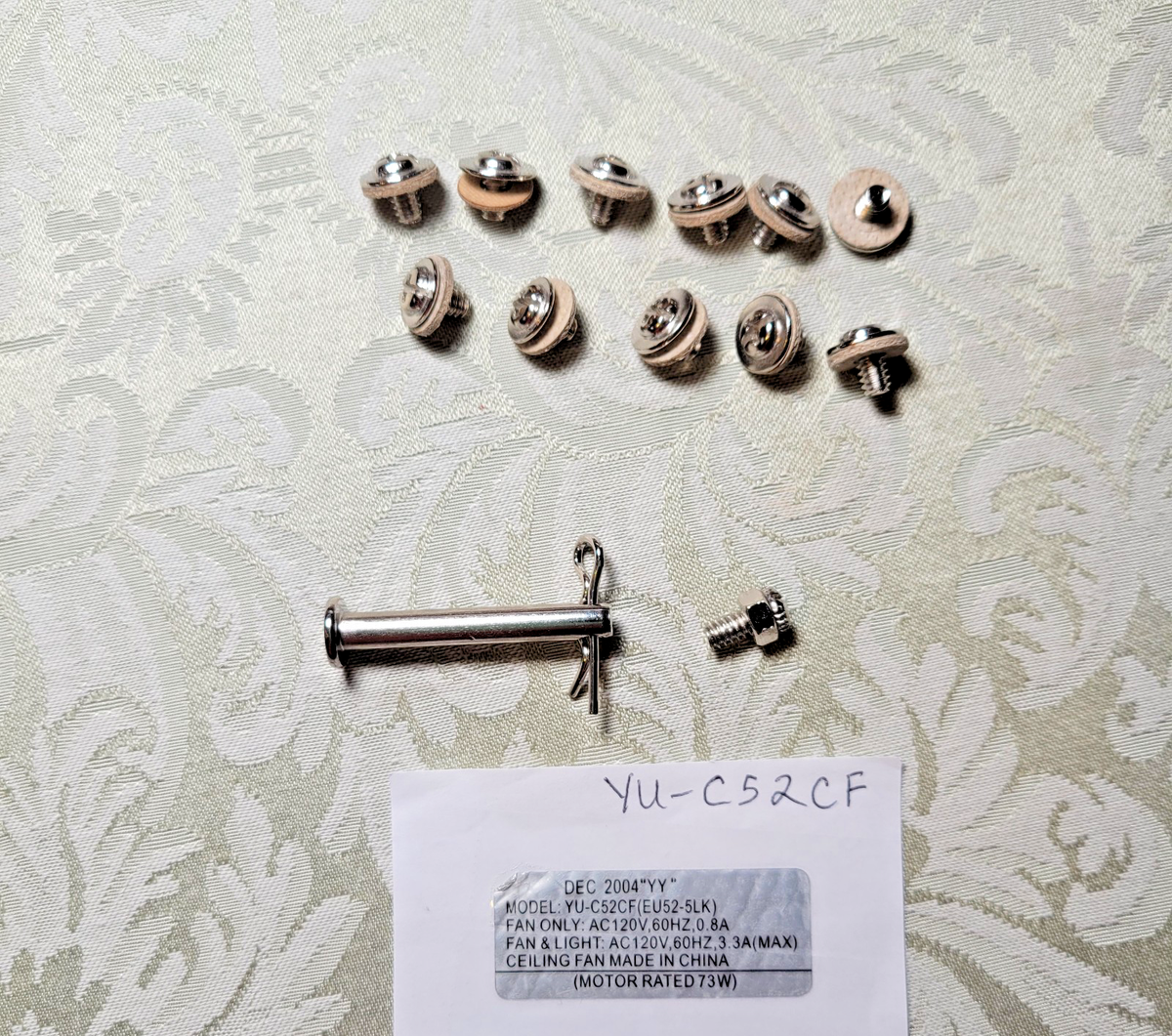 Harbor Breeze YU-C52CF Ceiling Fan Parts Screws Screw Hardware | eBay