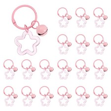 20Pcs Star Bell Keychain Transparent Cute Star Bag Charms Keychain Charms Pink