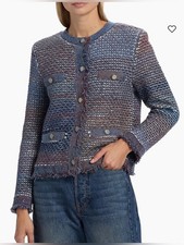 RRP US 598 Veronica Beard Sariyah knit jacket ocean multi NWT L