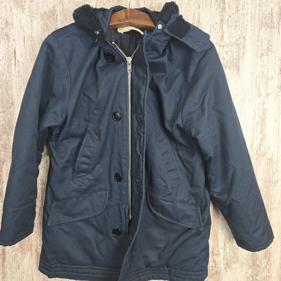 Abrigo Parka Vintage Marina de los Estados Unidos Marca Vuelo Bombardero Talla Mediana Chaqueta Extremo Frío Foto 4 de 4