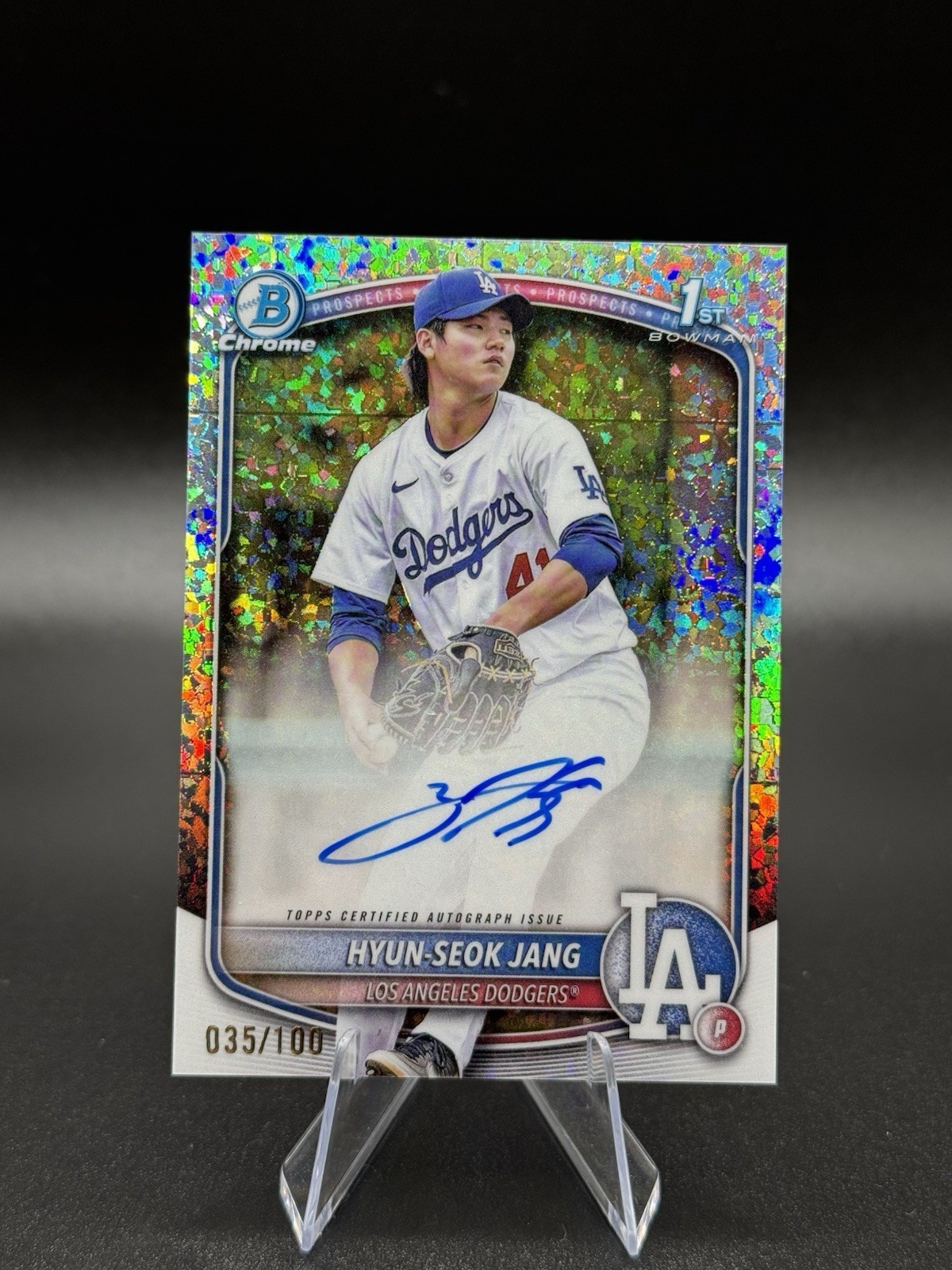2025 Bowman Chrome Hyun-Seok Jang 35/100 Mini Diamonds Auto Dodgers CPA-HJ MINT
