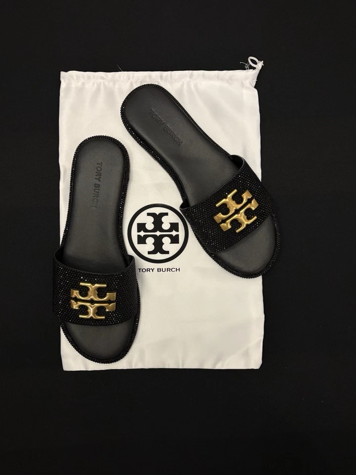 Женские блестящие черные сандалии Tory Burch - Изображение 2 из 3