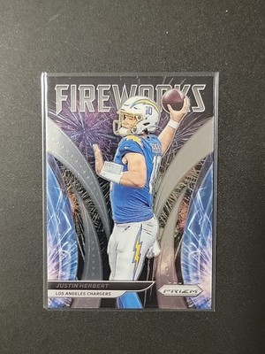 Justin Herbert 2021 Panini Prizm Fireworks #F-18 Insert   Chargers Star QB