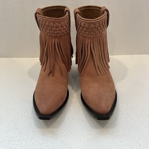 FRYE Nubuck Leather Sacha Short Fringe Boots Rose Women’s US 7.5B NWOB - Picture 2 of 11