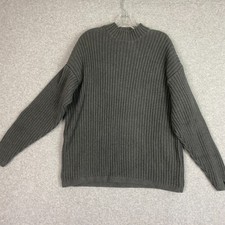 Guess Sweater Mens M Grey Ribbed Knit Cotton Heavyweight Long Sleeve Pullover