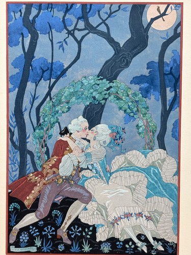 Original George Barbier 1928 Hand-Colored Pochoir Print: "En Sourdine" (Quietly) - Picture 3 of 3