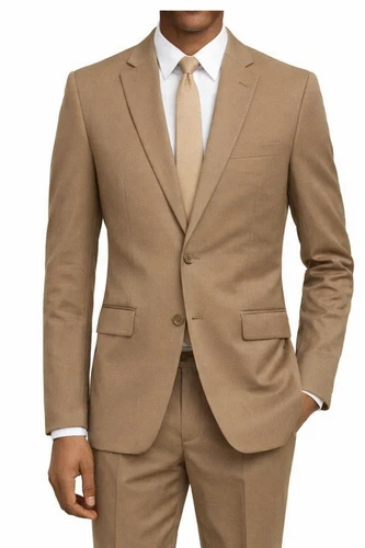 Quality MEN'S WOOL FEEL Suit Two Button Side Vents Modern Fit by Fortino Landi - Picture 5 of 10