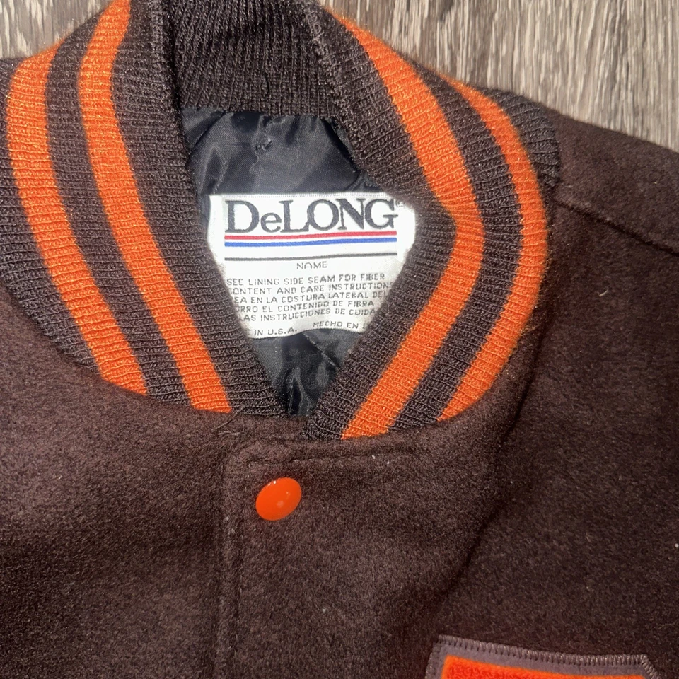 Chaqueta Universitaria Estatal Verde Bowling Vintage Para Hombre Talla 3XL Marrón/Naranja Foto 4 de 4
