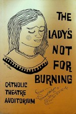 The Lady's Not for Burning Playbill Catholic Theatre Rochester NY 1950s