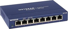 NETGEAR GS108GE 8 Port Gigabit Switch LAN Netzwerk Verteiler Metall blau