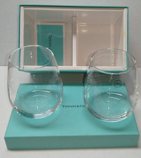 TIFFANY & CO Logo Glas aus Kristallglas Zweierset nie Benutzt!!