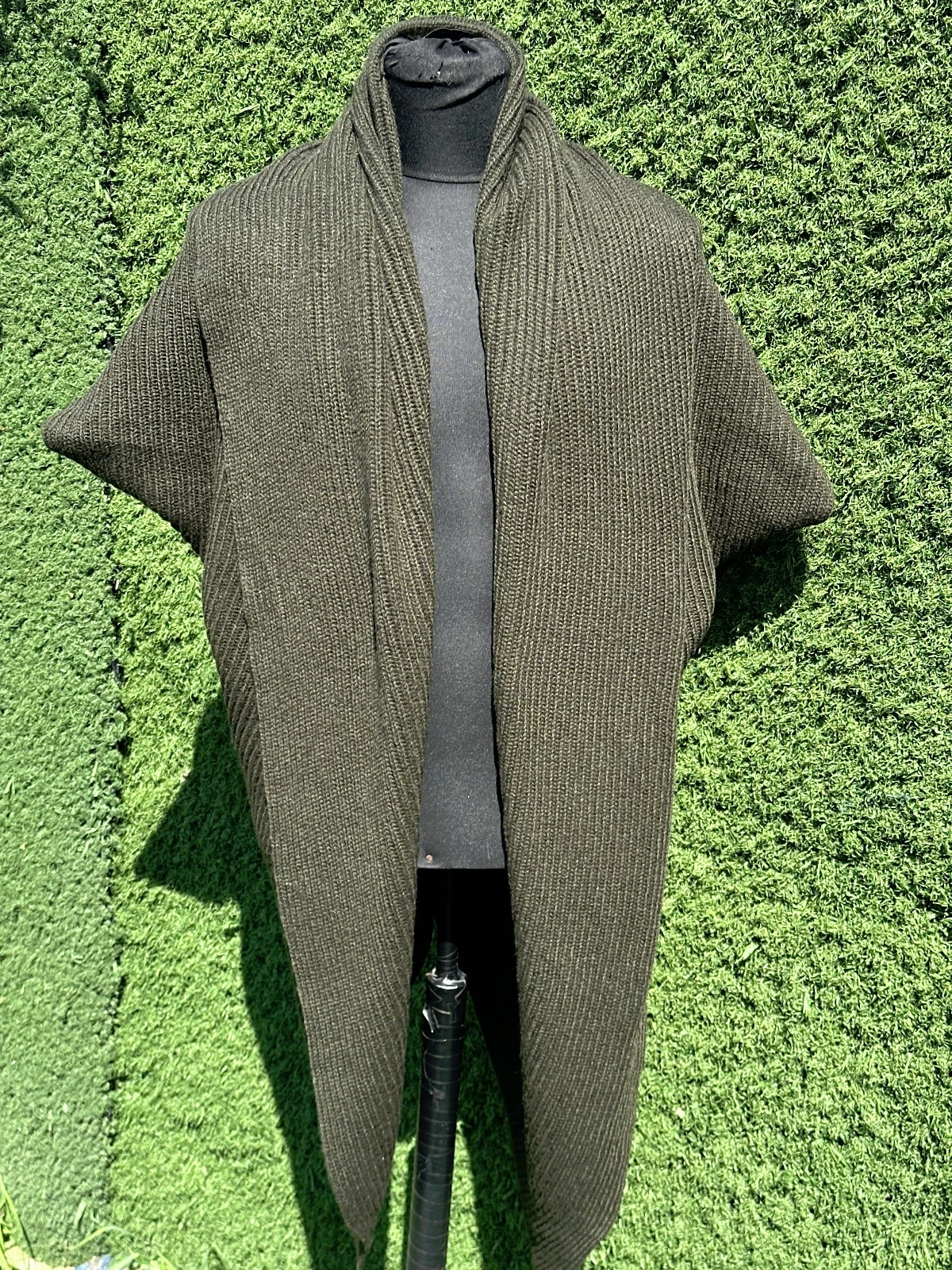 Ralph Lauren Black Label Cashmere Wool Ribbed Poncho Cape Sweater Size S
