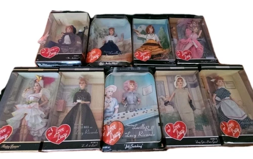 9-I LOVE LUCY BARBIE COLLECTORS EDITION HUGE LOT OF 9 DIFFERENT DOLLS NEW COND.