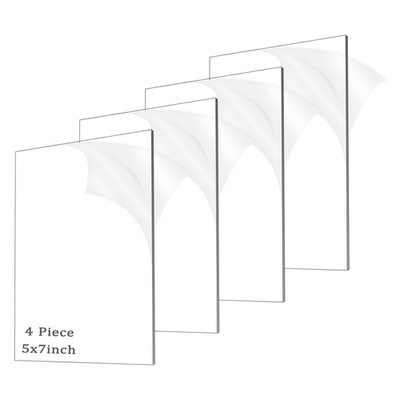 4 Pieces 1/8'' Thick (3Mm) Acrylic Sheets,Clear Cast Plexiglass 5  X 7  with Prot