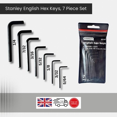 Stanley 7 englische Sechskant-Inbusschlüssel 5/64'' 3/32'' 1/8'' 5/32'' 3/16'' 7/32'' 1/4'' M0289