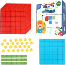 131 PCS Jumbo Magnetic Base Ten Blocks for Math - Place Value Blocks, Base...