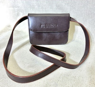 Vintage Jil Sander Brown Leather Crossbody Shoulder Bag Minimalist 90s