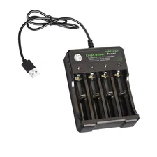 4-Slots USB Battery Charger Fits For Rechargeable Lithium Li-ion Batteries 3.7V