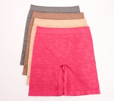 Breezies Women's Plus Sz Panties 1X Seamless Floral Long-Leg Panty Red A650673