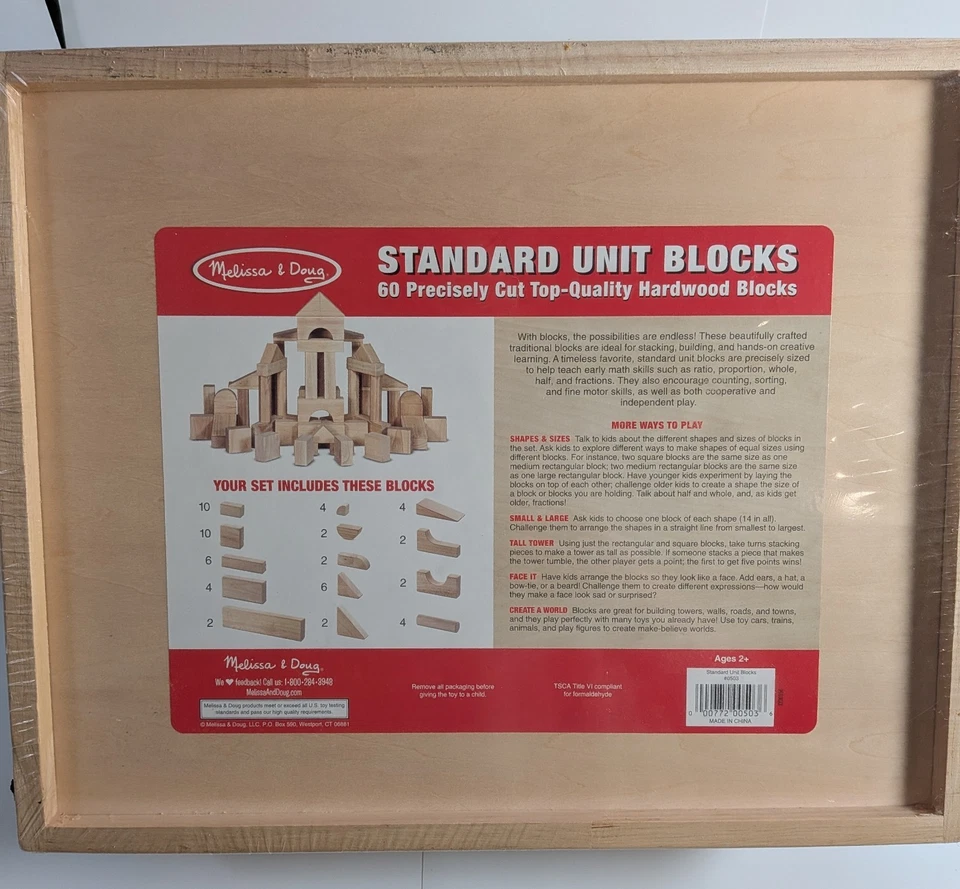 MELISSA & DOUG Standard Unit Blocks 60 Count New Unopened Top Quality Wood - Image 2 of 4