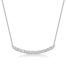 14K White Gold Curved Bar Pendant Necklace with 0.33 Carat Lab Grown Diamond