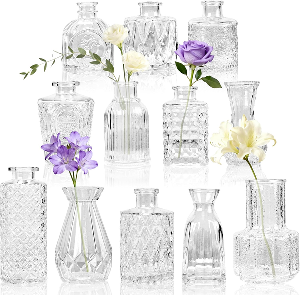 Btsd-Home 12 StüCk Blumenvase Set, Kleine Vasen FüR Tischdeko Mit Elegantem Desi-image