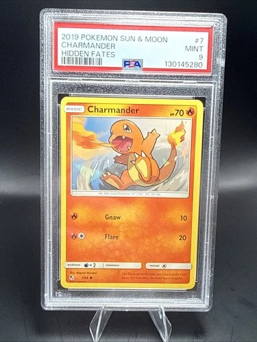 Pokemon Sun & Moon Hidden Fates 7/68 Charmander Pokemon Card PSA 9