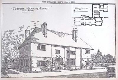 1899 : BEDFORD, COUNTRY HOUSE. AN ORIGINAL PAGE FROM THE BUILDING NEWS. AN ILLUS