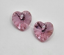 Swarovski Crystal Light Rose AB Heart 6202 Pendant; 10mm 2pc or 14mm