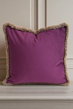 Velvet Cushion Cover With Brush Fringe Pillowcase Home, Hotel  Made in the Uk.