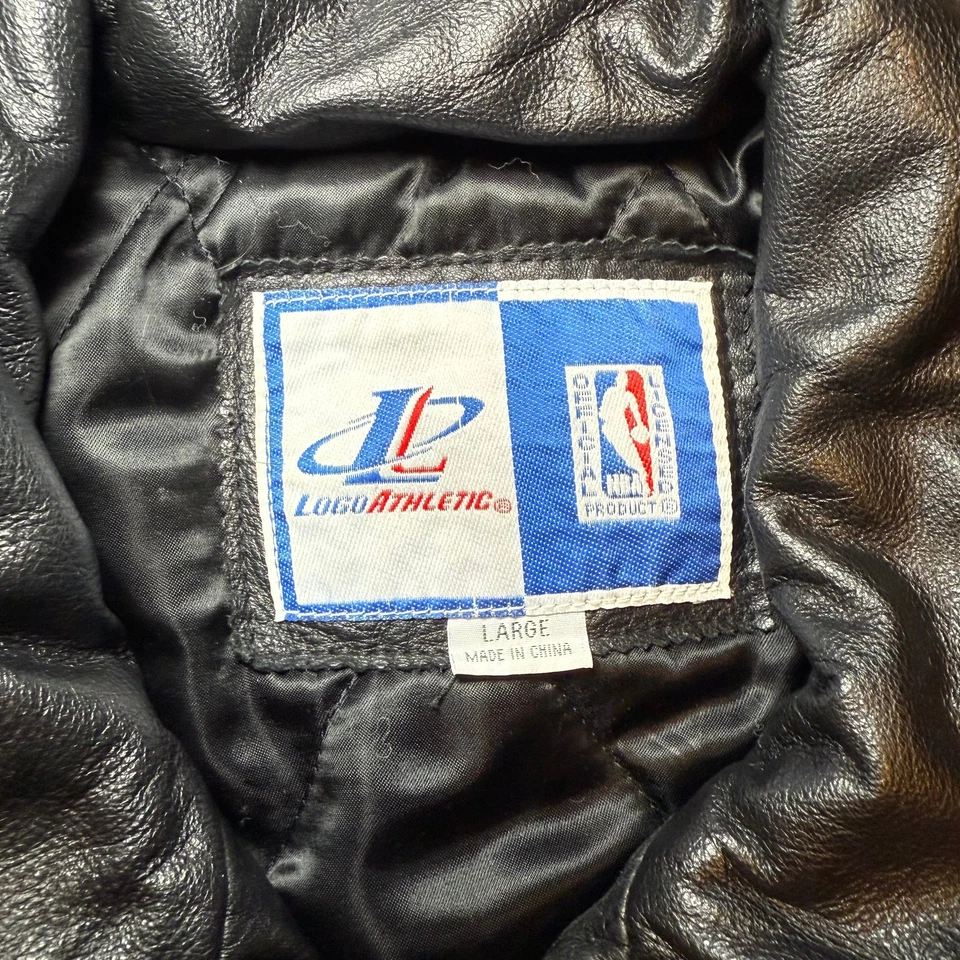 Vintage Logo Athletic Indiana Pacers Leather Jacket Mens L Black & Blue NBA - Image 3 of 4