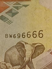 Binary 5 of a Kind 6 s Almost Solid Serial Num Tanzania 1993 1000 Shilingi Note