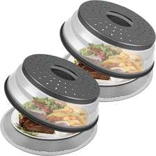 Pack 2, Microwave Food Cover with Mat 10 Inch, Mat as Bowl Holder