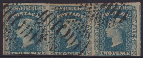 New South Wales - 1856 2d Dark BLUE Plate 1, Wmk '5'  SG 112c FU Cv £300 [F7496]