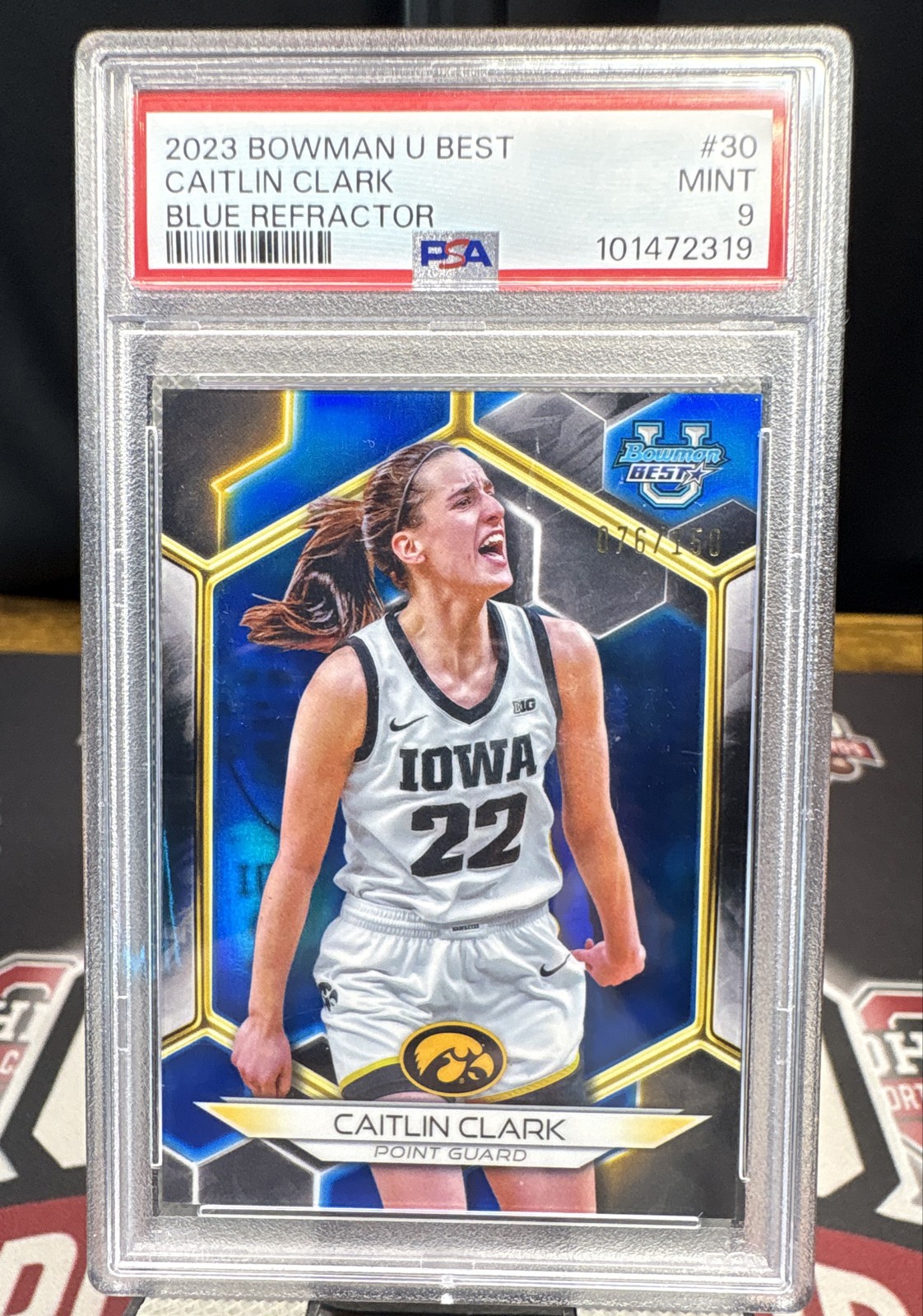 2023-24 Bowman University Best - Caitlin Clark #30 Blue Refractor /150 (RC)