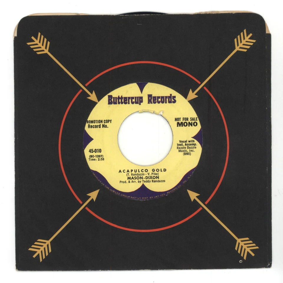 Mason-Dixon 1971 Buttercup 45rpm "Acapulco Gold"  Mono & Stereo Teddy Randazzo - Image 2 of 2