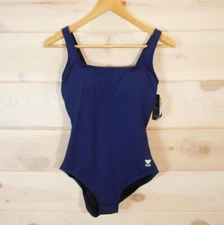 TYR Women's size 8 Square Neck One Piece Swimsuit Navy Blue New NWT Performance