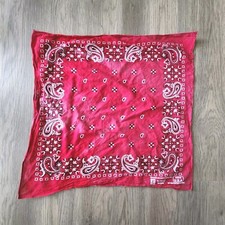 Vtg Western Style Bandana Hankerchief Paisley Retro Red Fast Color 20x19" USA B