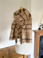 Zara Camel Super Soft Checked Large Scarf Throw Bnwt # S47