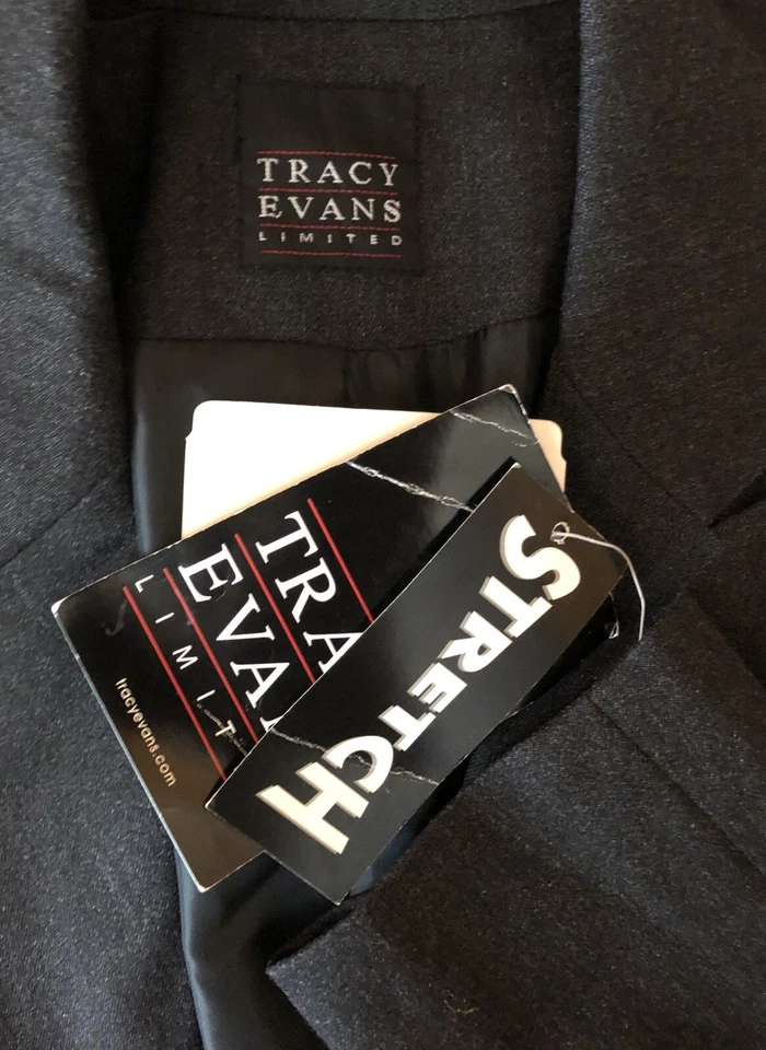 NUEVO CON ETIQUETAS Chaqueta Blazer Tracy Evans S Carbón 2 Bolsillos con Botones Forrada Elastizada Carrera Foto 4 de 4