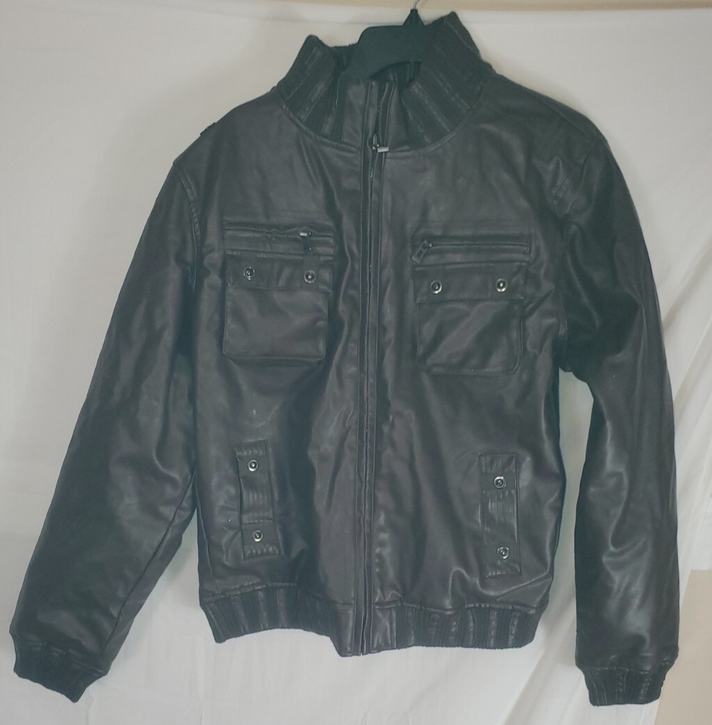 Robert Phillipe Men's 3XL Brown Faux Leather Jacket Zip (fit like