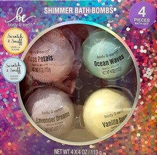 Body and Earth Shimmer Bath Bombs Set of 4 NIB