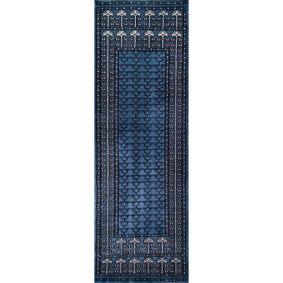 Amma Carpets Hand-Knotted Woolen Runner Rug Bluish Grey 2x6 feet Parda