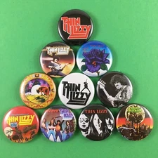 Thin Lizzy 1" Button Pin Set Phil Lynott Gary Moore Hard Rock n Roll Heavy Metal