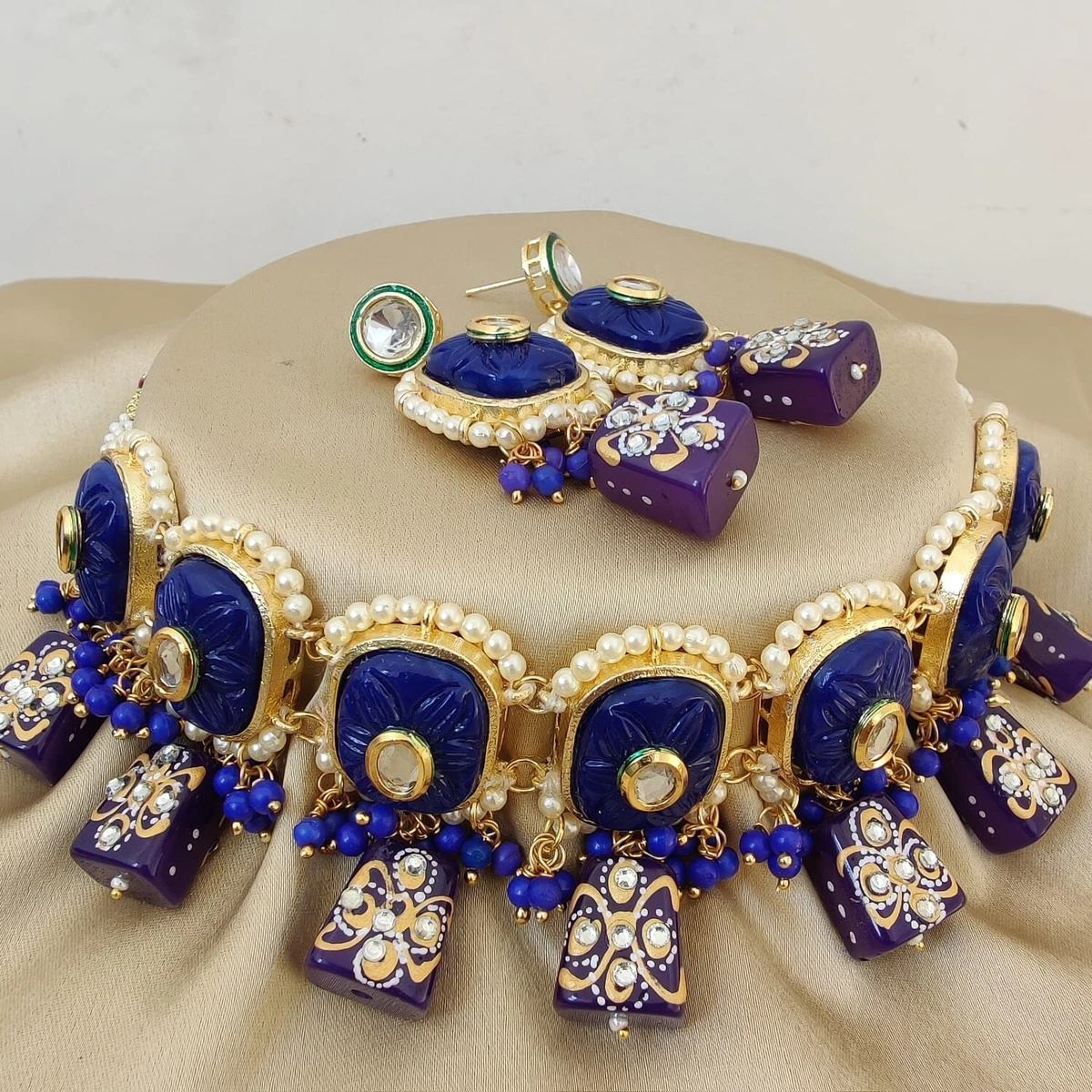 Royal blue and shop gold jewelry set