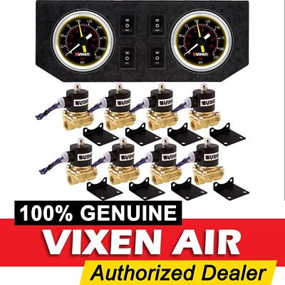 1/2'' NPT AIR VALVES SOLENOIDS W/2 DUAL NEEDLE GAUGE/4 SWITCH SUSPENSION/AIR RIDE