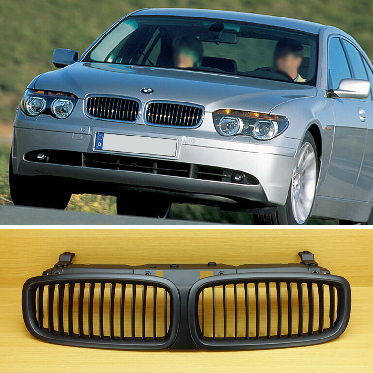 Pre-Facelift MATTE BLACK FRONT GRILLE FOR BMW E65 E66 745i 745Li 2002 ...